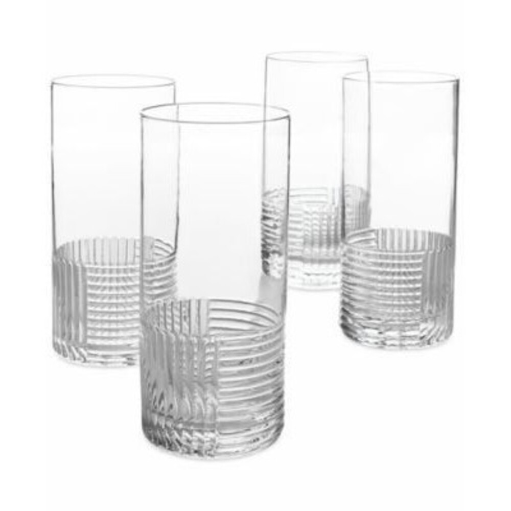 New Macy’s Lia Fluted Highball Glasses, Set of 4